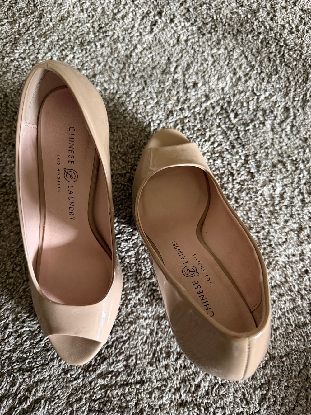 Chinese Laundry Nude Patent Peep-Toe Heels